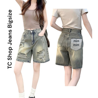  Quần Short Ngố Bigsize THÊU chữ MIM Jean Rách Nữ từ 55kg-90kg, Quần Lửng Mùa Hè , Quần Đùi Jeans Mã 54