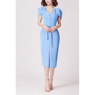 BEUCLOSET - Đầm cổ tim vai xếp phối dây eo