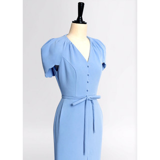 BEUCLOSET - Đầm cổ tim vai xếp phối dây eo