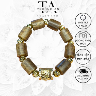 VÒNG TRẦM HƯƠNG THIÊN NHIÊN MIX CHARM RỒNG-bảo hành hương thơm