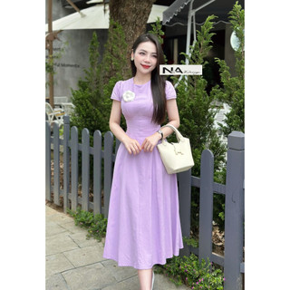 Đầm linen dáng xoè nhẹ