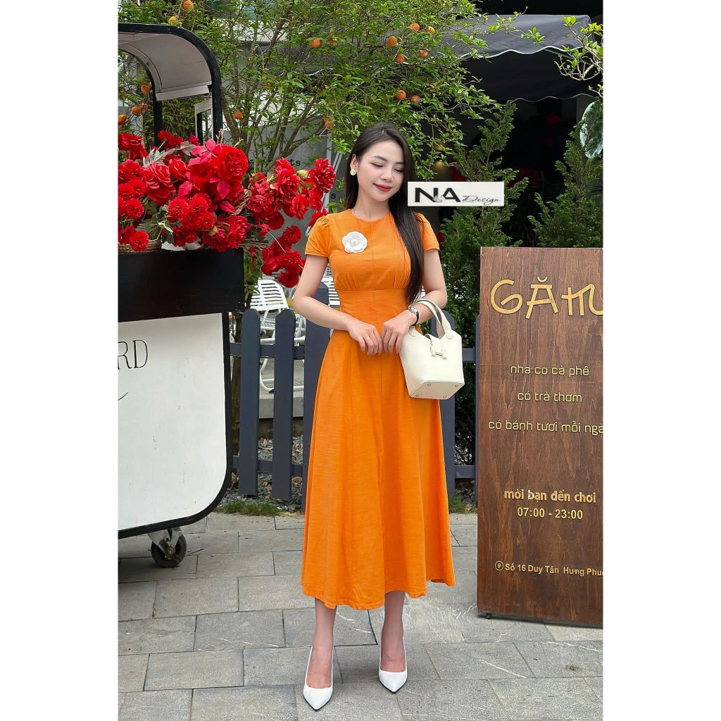 Đầm linen dáng xoè nhẹ