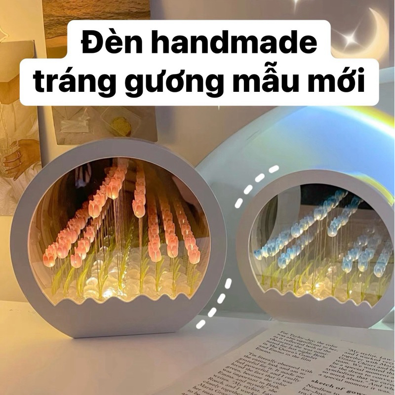 Đèn handmade tráng gương 2 chiều hoa tulip dạng tròn LQ X216 [duy nhất, độc đáo, thân thiện với môi 