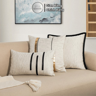 Gối Sofa Sang Trọng Tông Trắng, Gối Trang Trí Sofa Cao Cấp Trang Trí Phòng Khách, Nhà Cửa, Kích Thước 45x45 cm, KENHOME