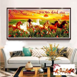 Tranh đính đá Mã Đáo Thành Công- kích thước :120x60cm,160x75cm (chưa đính đá)
