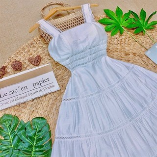 Đầm Maxi Hai Dây Viền Ren