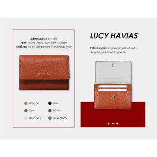 Ví gấp da bò nhỏ gọn Mini Lucy