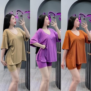 Sét bộ đồ ngố cổ tim xẻ tà mặc ỡ nhà hay đi chơi đều đẹp