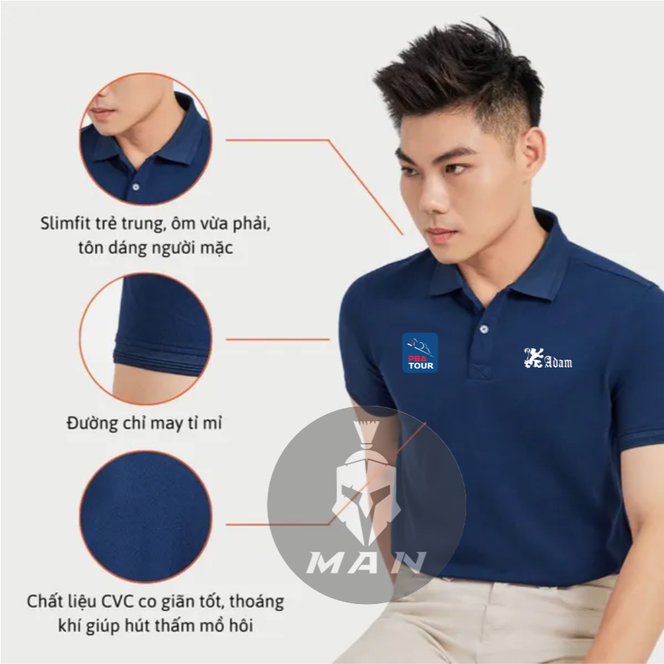 Áo thun Bida PBA x Adam - Thun Cá Sấu CVC Cao Cấp Co giãn Thoải Mái - Nón Kết Adam Free Size