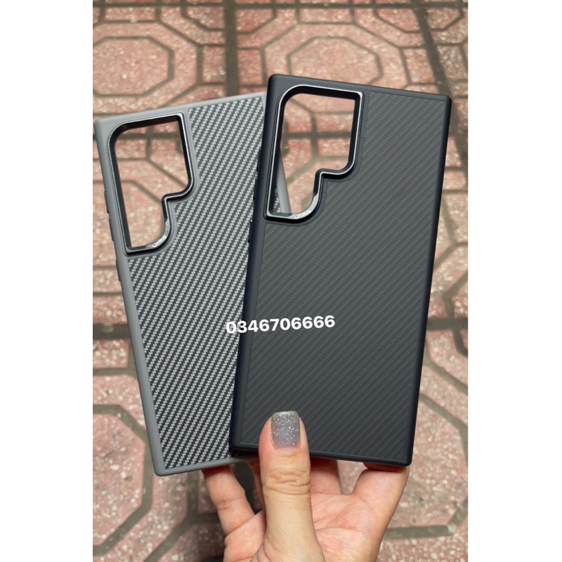 Ốp Likgus Kevar Carbon Vành cam thép Samsung S24+/ S24 Ultra