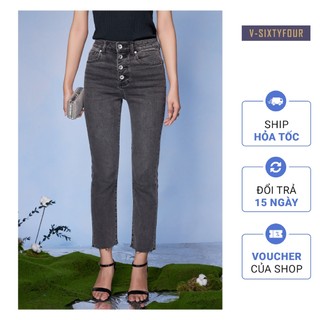 Quần Jeans Nữ Dáng Straight Hàng Nút V-Sixtyfour. Women's Straight Button Jeans - 222WD1083F3050