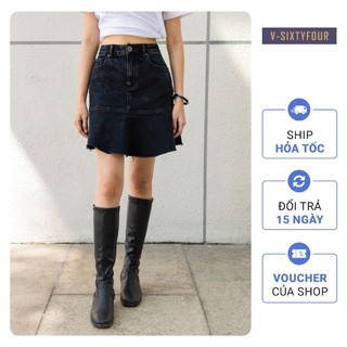 Váy Denim Dáng Xòe -  Black Denim Flare Skirt V-SIXTYFOUR - 222WD1113F1090