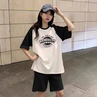 Áo thun Raplang BROOKLYN phối tay chất cotton form rộng tay lỡ HLF
