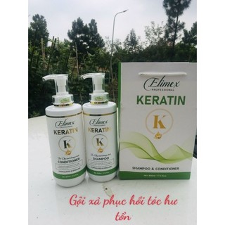 [Hàng Chính Hãng] Dầu Gội xả keratin Elimex K 800ml chống rụng tóc hương thơm mềm mượt