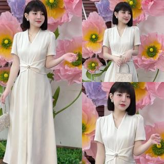 Váy xoè đan nơ eo kèm tag đá cài T85