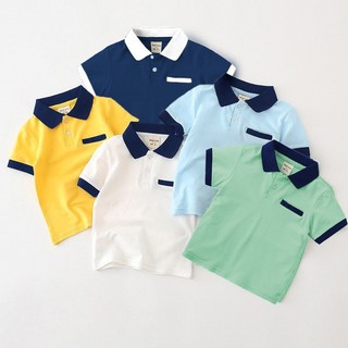 Áo thun Polo phối màu cho bé trai và bé gái vải Cotton chuẩn form, lịch lãm siêu đẹp - size từ 10-35kg