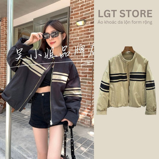 Áo khoác nữ form rộng chất da lộn dày dặn 2 lớp có túi trong Áo khoác nữ dày dặn chất da lộn dày dặn áo DA LỘN SỌC