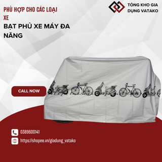 Bạt Phủ Xe Máy Cao Cấp Áo Che Mưa Chống Nắng Đa Năng Tấm trùm xe máy vải dù bạt phủ có hình rất tiện lợi