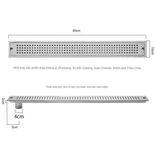 Phễu thoát sàn 80cmx10cm, 60cmx10cm 100% inox . bảo hành 3 năm. có đáy ngăn mùi và ngăn côn trùng đi ngược lên.