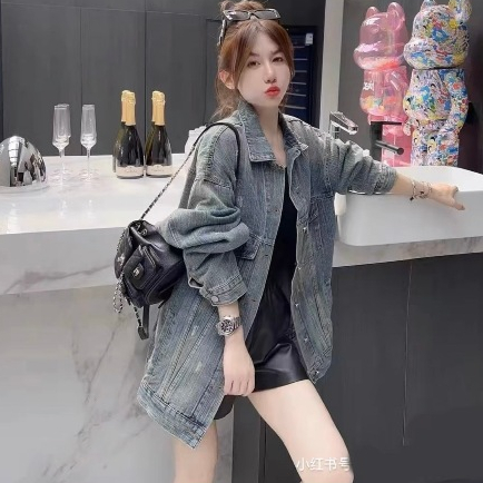 Áo khoác jeans, áo khoác ngoài Bàlencìagà vải bò form rộng dáng unisex thời trang QC | BigBuy360 - bigbuy360.vn