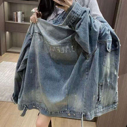 Áo khoác jeans, áo khoác ngoài Bàlencìagà vải bò form rộng dáng unisex thời trang QC | BigBuy360 - bigbuy360.vn