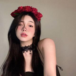 Băng đô cài tóc hoa hồng sang trọng, Bờm hình khủng long ngoạm đầu dễ thương