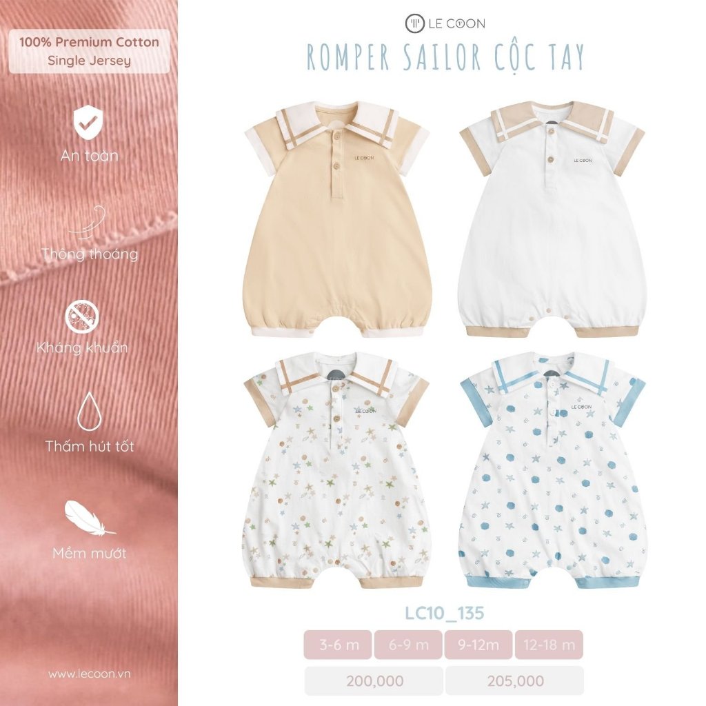 Le coon - Bộ Romper Sailor cộc tay LC10135