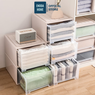  Hộp Đựng Quần Áo ENODA HOME Dạng Ngăn Kéo Trong Suốt Hộp Đựng Đồ Có Thể Xếp Nhiều Tầng Q006 