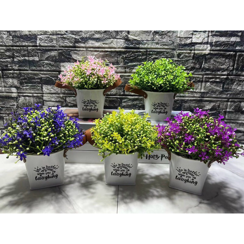 Chậu hoa giả - lọ hoa giả , bình hoa giả . HOA BABY GIẢ.  trang trí nhà cửa, để bàn cực đẹp