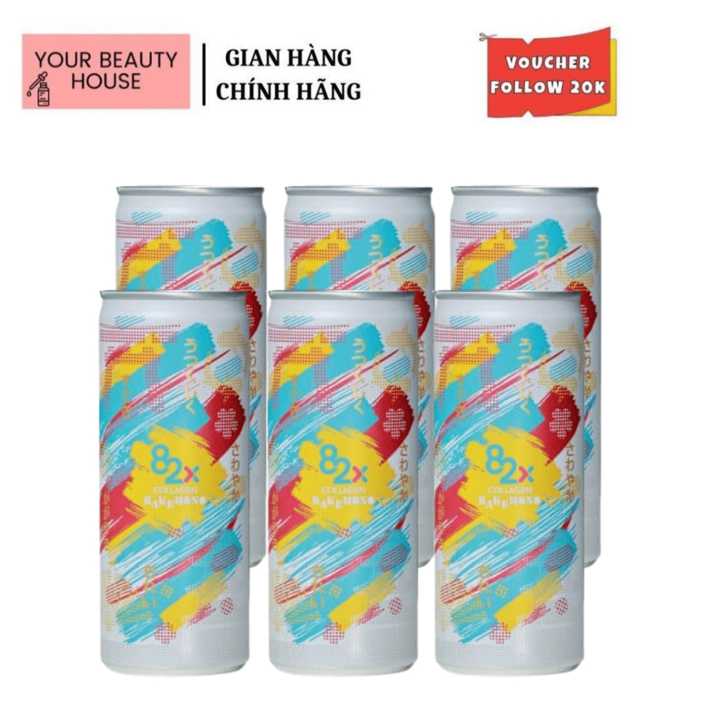 [82x] Nước Giải Khát Collagen Đẹp Da Thon Dáng Kakemono - Lốc 6 Lon