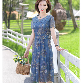 Đầm xòe xếp ly co giãn tuổi trung nên U50 U60 chất mát có bigsize