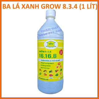 Phân Bón Ba Lá Xanh grow 8-3-4 (chai 1 lít), phân bón Đậm Đặc, bật chồi xanh cây, to trái tăng năng suất