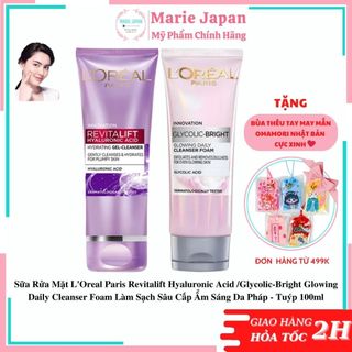 Sữa Rửa Mặt LOreal Paris Revitalift Hyaluronic Acid Glycolic & Bright Glowing Daily 100ml