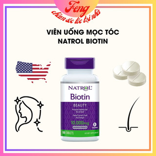 Viên uống mọc tóc Natrol Biotin 10000 mcg 100 viên của Mỹ cho người bị rụng tóc, bị hói, tóc yếu