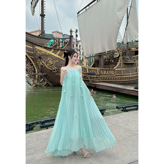 Váy maxi dập ly kết hoa cao cấp TKCC loại 1