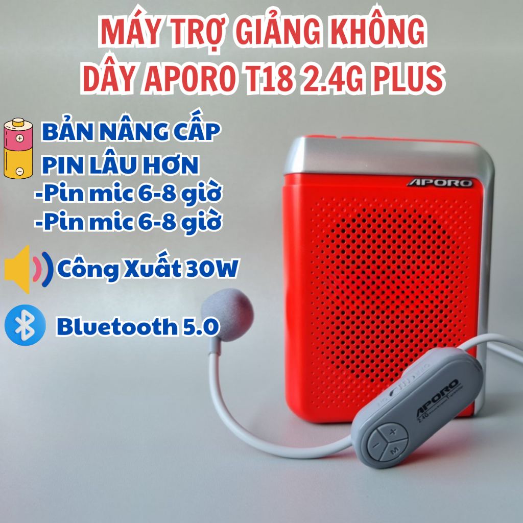 Máy trợ giảng không dây Aporo T18/T20/T30 dành cho giáo viên, hướng dẫn viên - Loa trợ giảng Aporo CHÍNH HÃNG