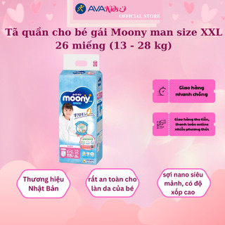 Tã quần cho bé gái Moony man size XXL 26 miếng (13 - 28 kg)