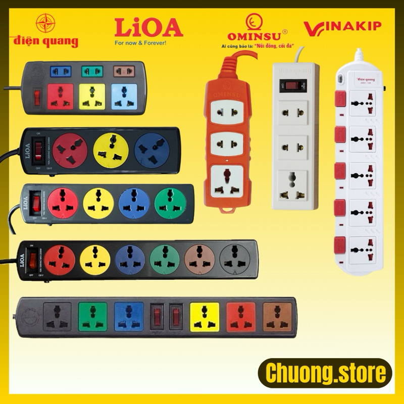 Ổ cắm điện chính hãng LIOA, Điện Quang, Ominsu, Vinakip