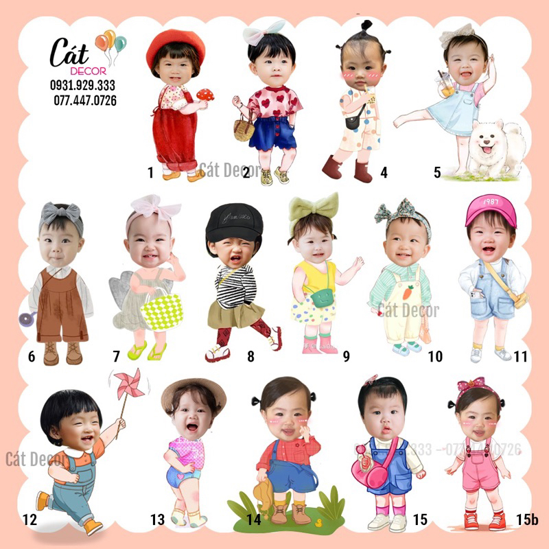 Chibi sinh nhật cho bé gái 30cm-40cm