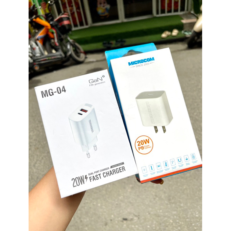 Củ sạc Microcom 10W và 20W Đầu USB và TypeC Hàng chính hãng