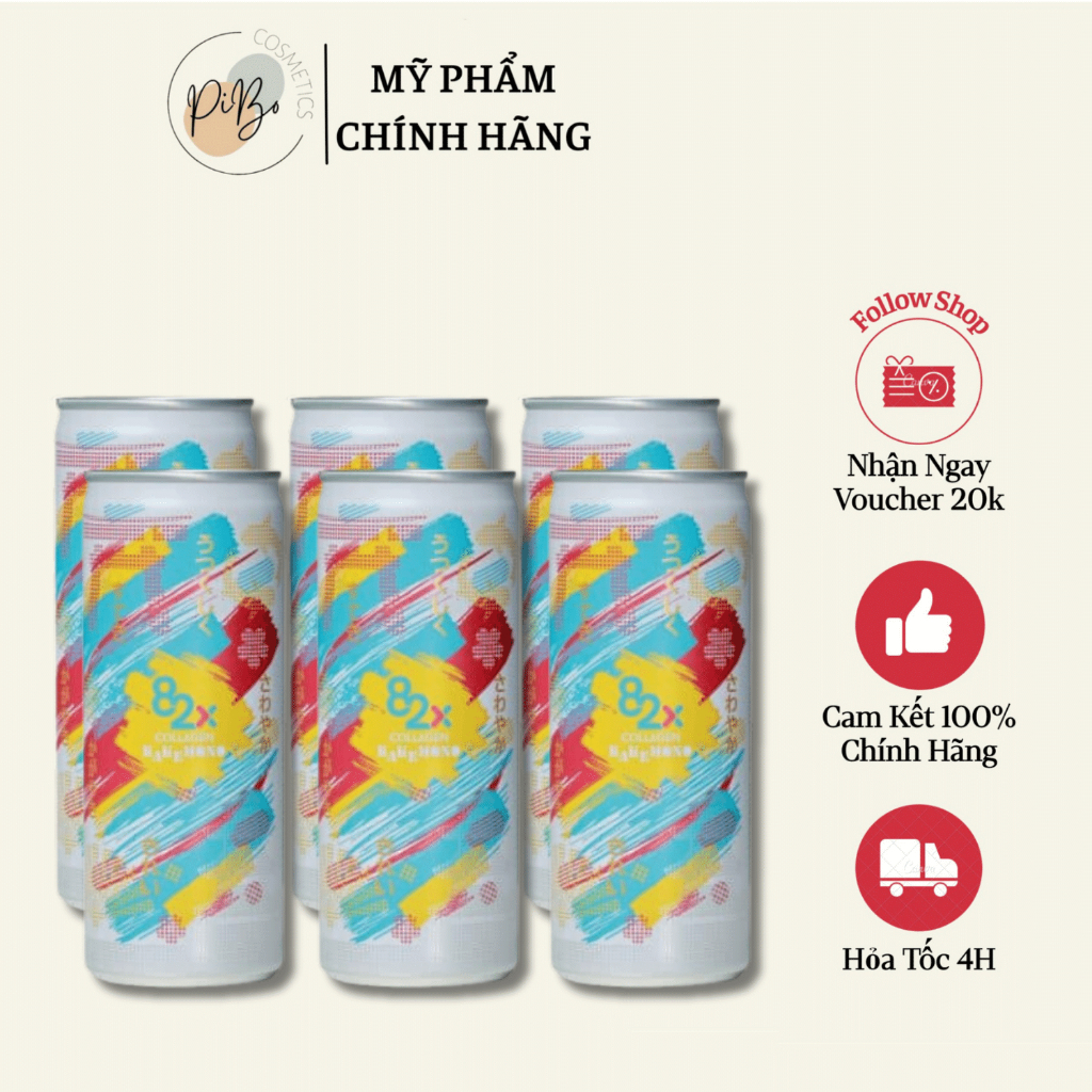 [Lốc 6 Lon] Nước Giải Khát Bổ Sung Collagen Đẹp Da 82x Kakemono