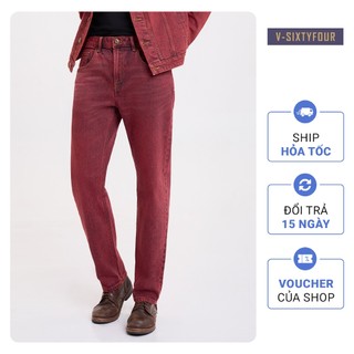 Quần Dài Nam Dáng Suông Màu Đỏ - Burgundy Wash Straight Jeans V-SIXTYFOUR - 122MD3083F5650