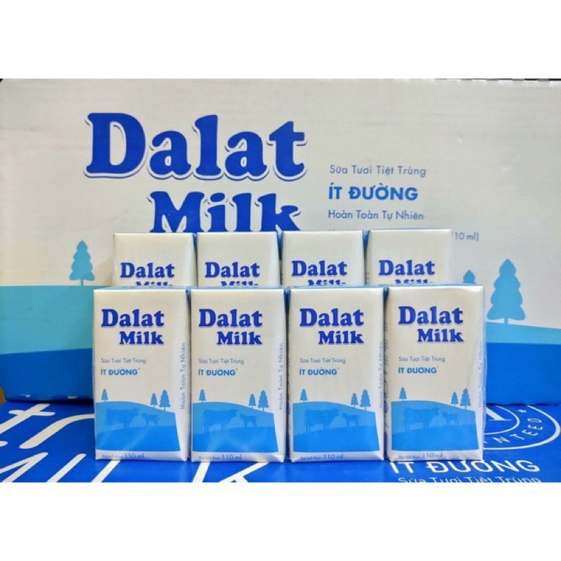 Thùng Sữa Tươi Tiệt Trùng Dalat Milk 180ml X48hộp