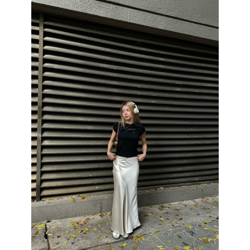 DAILYMOOD - Chân váy lụa gắn nơ