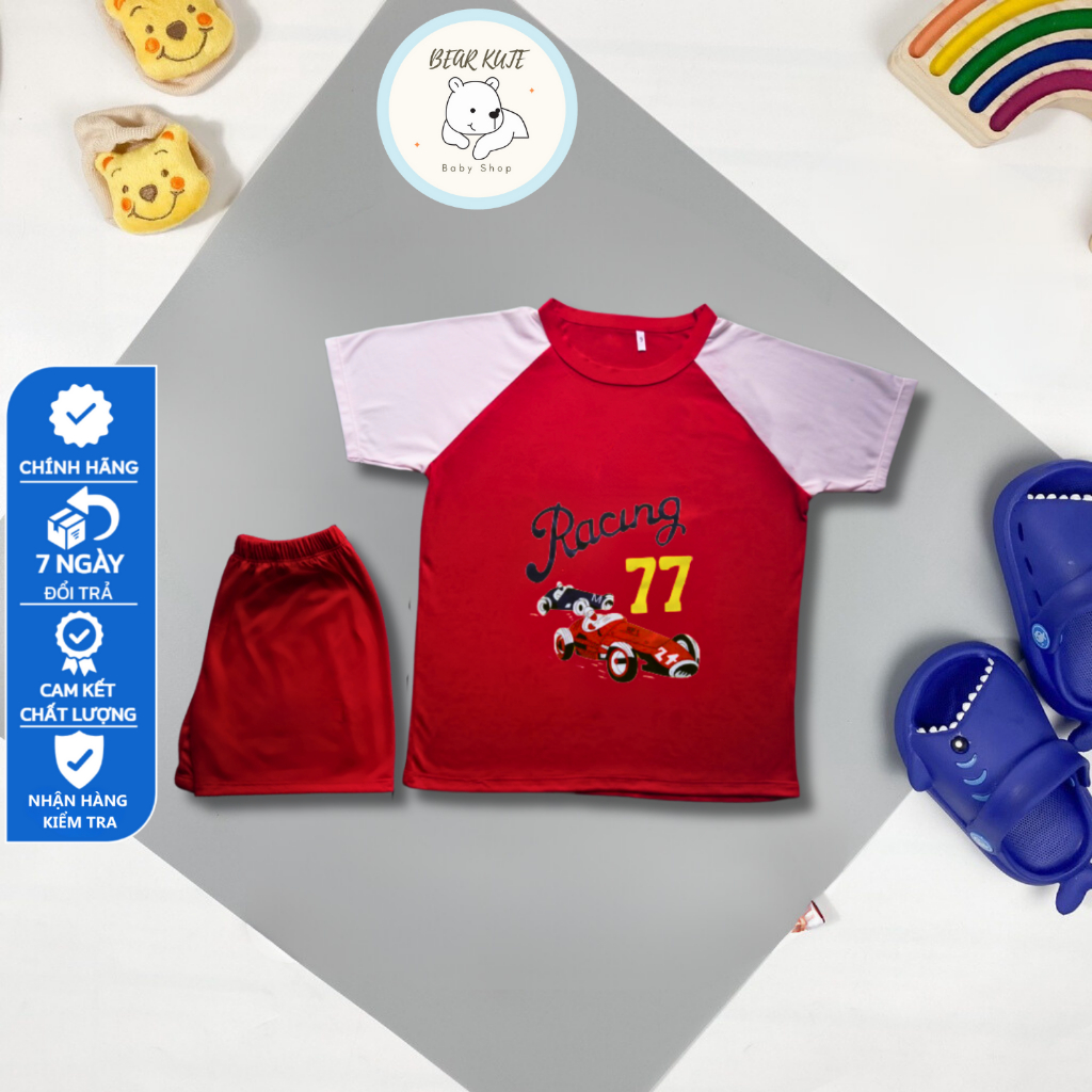 BEAR SHOP Bộ Cộc Tay THUN LẠNH In Hình  Dễ Thương Cho Bé