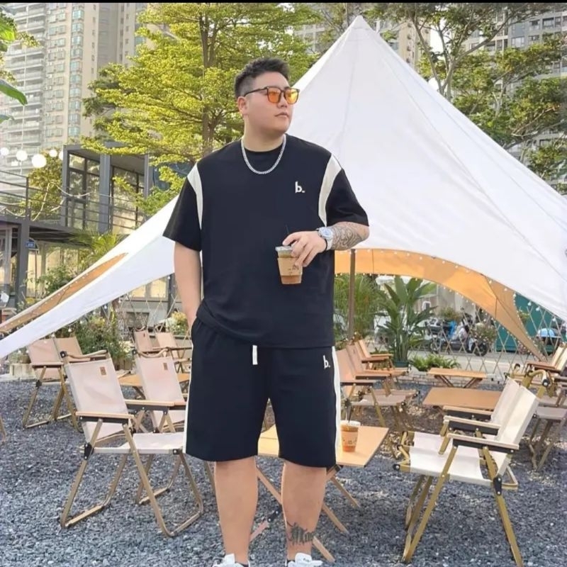 Bộ đồ nam big size phối sọc khác màu