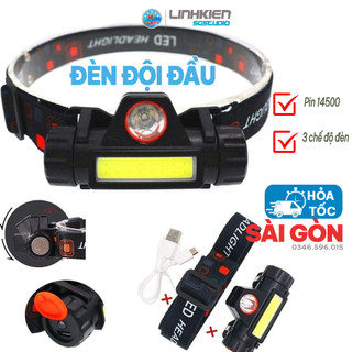 🔥 GIÁ SỈ 🔥 Đèn Đội Đầu Có Cổng Sạc Pin 101 2 Bóng Siêu Sáng 4 Chế Độ Pin Sạc Gắn Trong