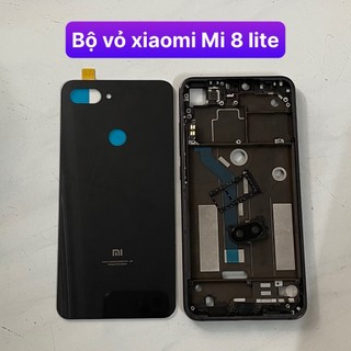 bộ vỏ xiaomi Mi 8 lite ,kèm khay sim,kính camera