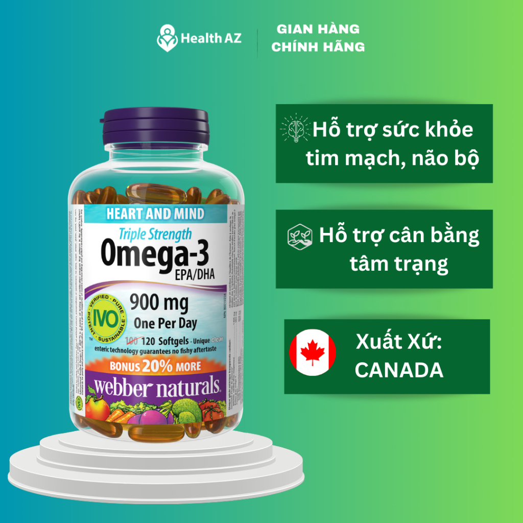 Viên uống dầu cá Omega 3 Triple Strength  WEBBER NATURALS