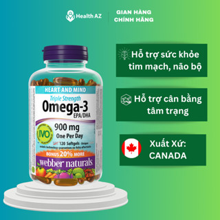 Viên Uống Dầu Cá Triple Strength Omega 3 WEBBER NATURALS Hỗ trợ sức khỏe não, tim, mắt, khớp